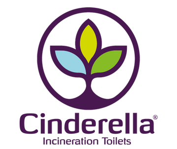 Cinderella Incineration Toilets logo featuring a colorful leaf design within a circular emblem.