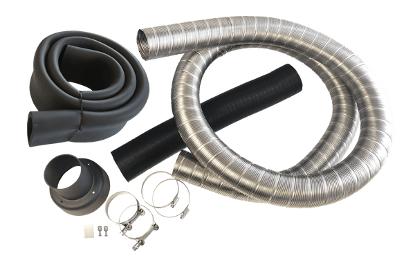 Cinderella Travel installation kit components including pipes and hoses for RVs, boats, and campers.