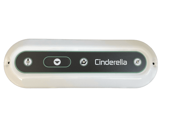 Cinderella Travel Control Panel in white with buttons for easy operation and replacement.