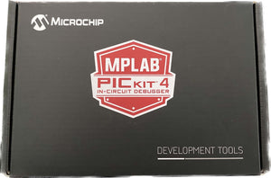 MPLAB PICKit 4 in-circuit debugger packaging from Microchip for programming and development tools.