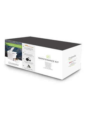 Cinderella Maintenance Kit box for Freedom toilet, available at The Cabin Depot, featuring essential supplies for incinerating toilet upkeep.