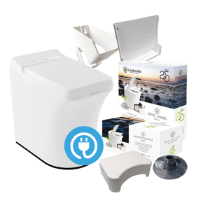 Cinderella Incineration Toilet Complete Bundle with Electric Comfort features and urinal, offering discounts and energy savings.