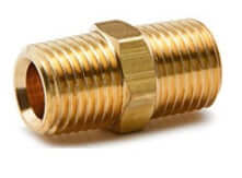 Brass adapter 1/4 x 1/4 NPT for plumbing applications, compatible with Cinderella® products.