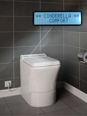 Cinderella Comfort Incinerating Toilet from Cabin Depot in modern bathroom setting.
