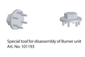 Special tool for disassembling Cinderella® burner unit, designed for professional use, Art. No: 101193.