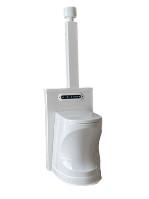 Cinderella Travel Build-In-Box toilet from Cabin Depot, designed for easy installation in cabins without using walls or cabinets.