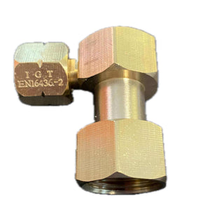 Cinderella G1/4 LH G1/2 Brass 90º NPT for Cabin Depot, 2023 Cinderella Freedom Female version, brass fitting component.