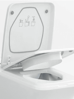 Cinderella Comfort toilet with sealed lid and seat including gasket assembly, perfect for Cabin Depot installations.