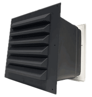 Cinderella Freedom Wall Vent intake valve, recycled PP plastic, for incineration toilets by Cabin Depot, exterior installation.